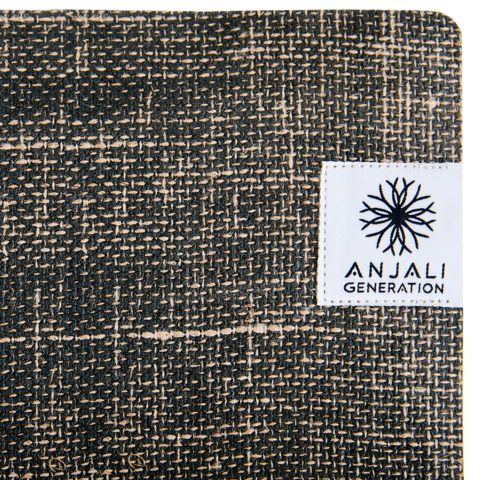 Natural Jute Yoga mat with a visible 'Anjali Generation' label