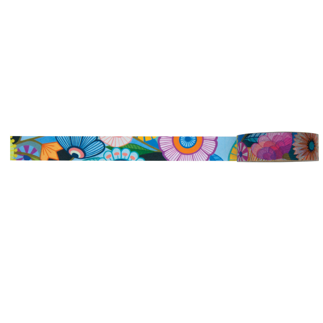 Colorful Earth Greetings Flower Field washi tape with floral pattern on a white background