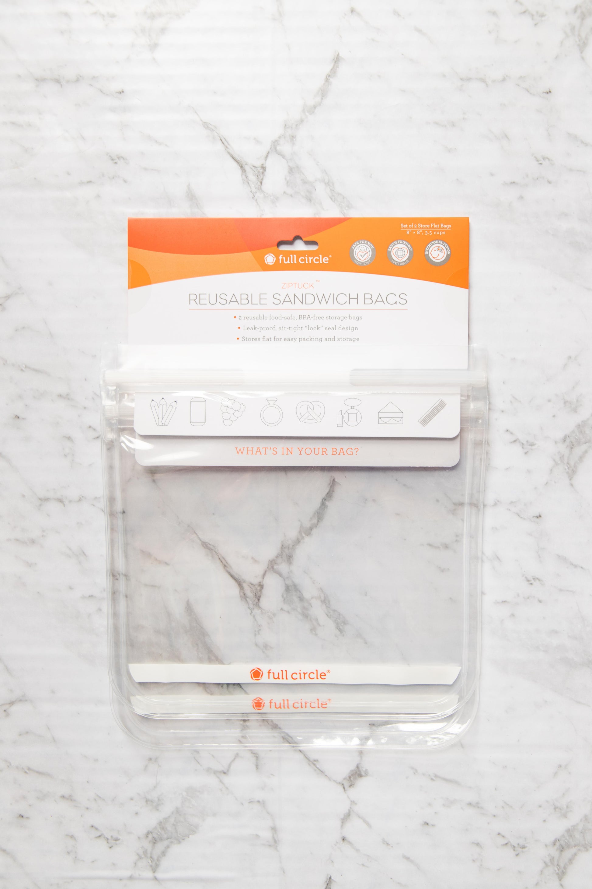 Full Circle - Ziptuck Reusable Sandwich Bags Clear - EcoLife Box