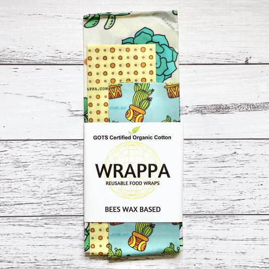 Wrappa - Organic Cotton Beeswax Food Wrap 3 Pack